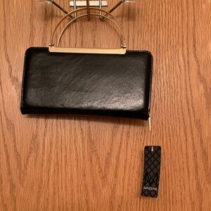 Massini Black Clutch with Gold Accent